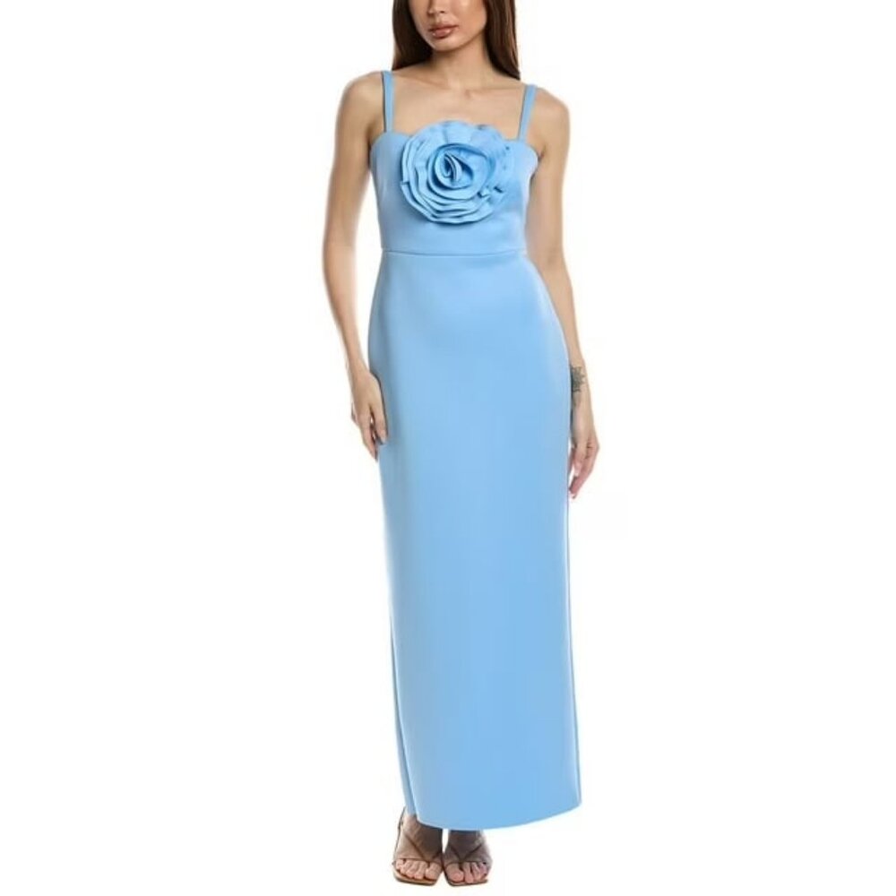 NWT ELIZA J Blue Rose Scuba Gown 2